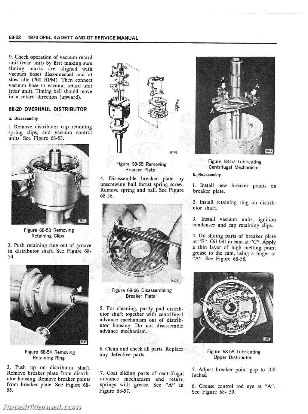 1970 Opel Kadett &amp; GT Service Manual