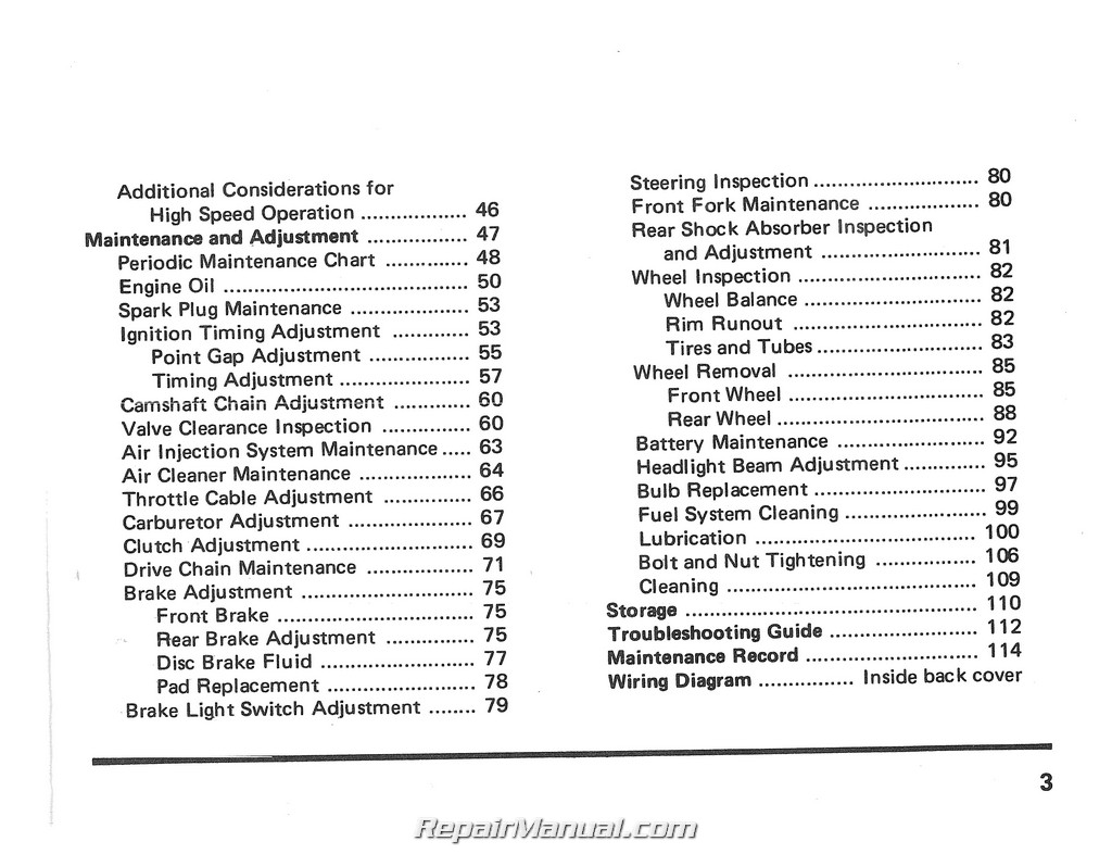 Motorcycle Headlight Adjustment Chart