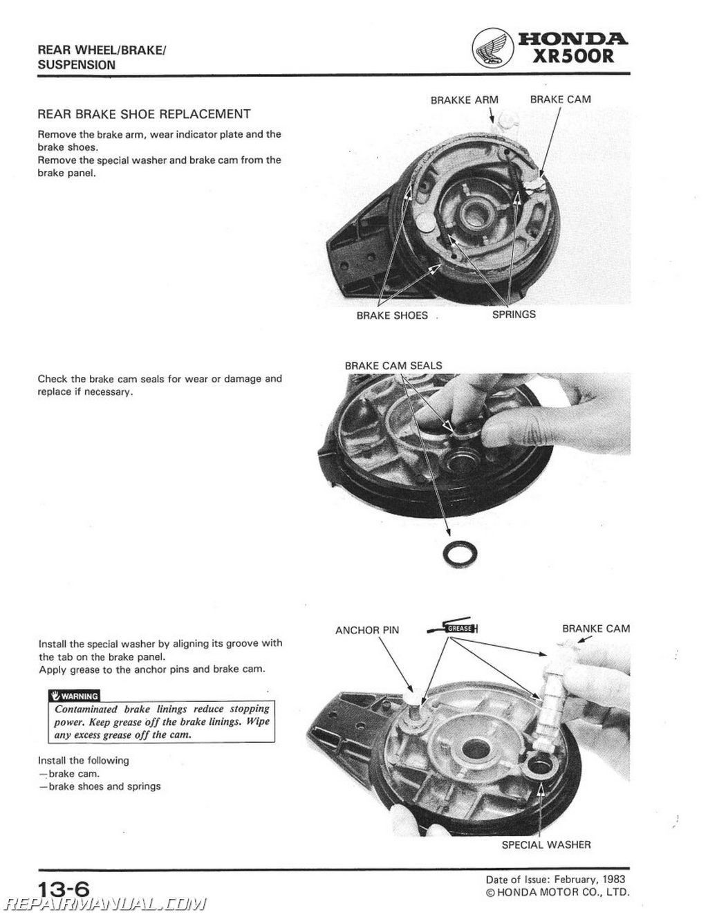 1982 Honda xr500r repair manual
