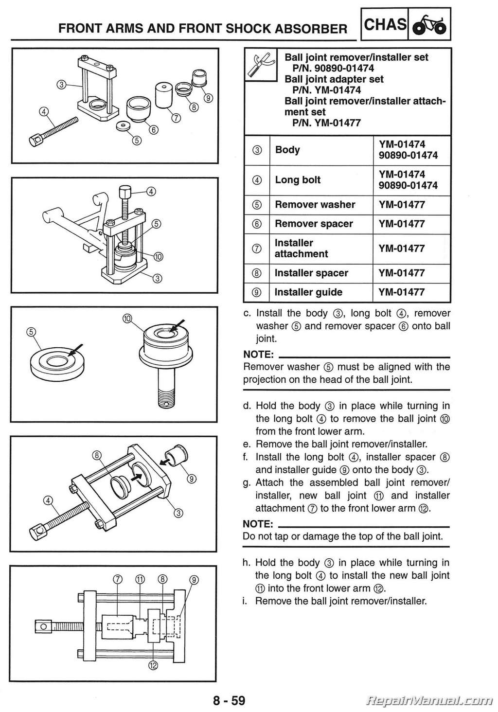 2004 – 2007 Yamaha YXR660F Rhino Side X Side Service Manual