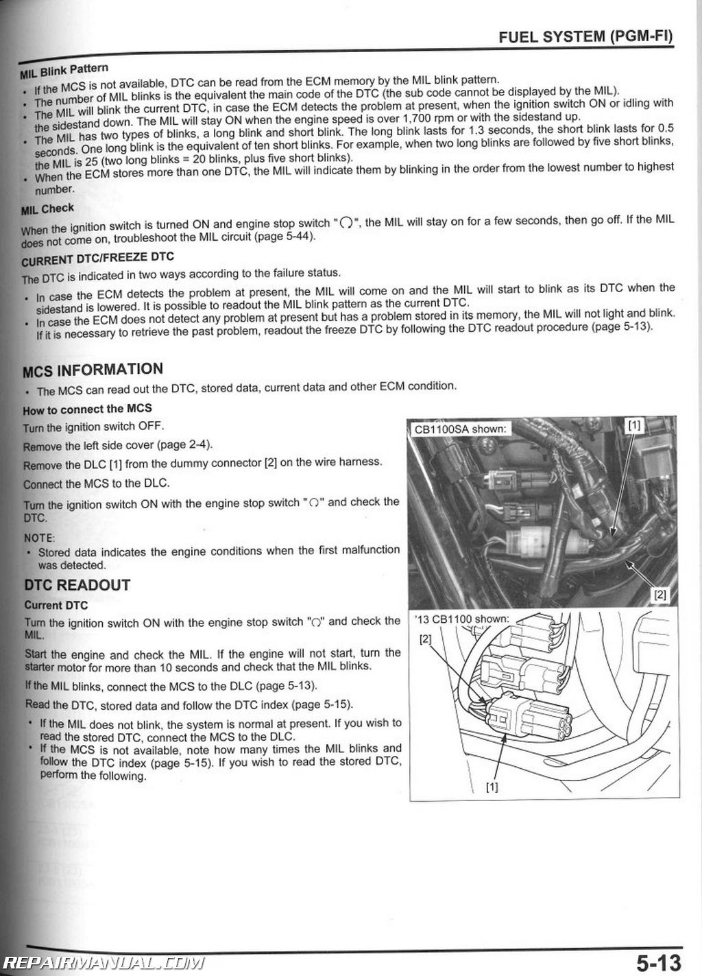 2013  U2013 2014 Honda Cb1100 A Motorcycle Service Manual   61mgc01