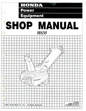 Honda HS35 Snowthrower Shop Manual
