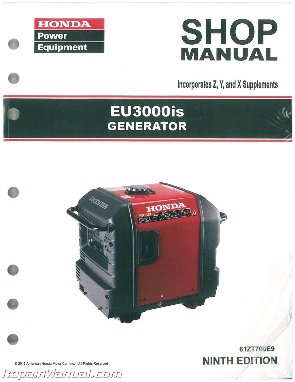 Honda EU3000IS Generator Shop Manual