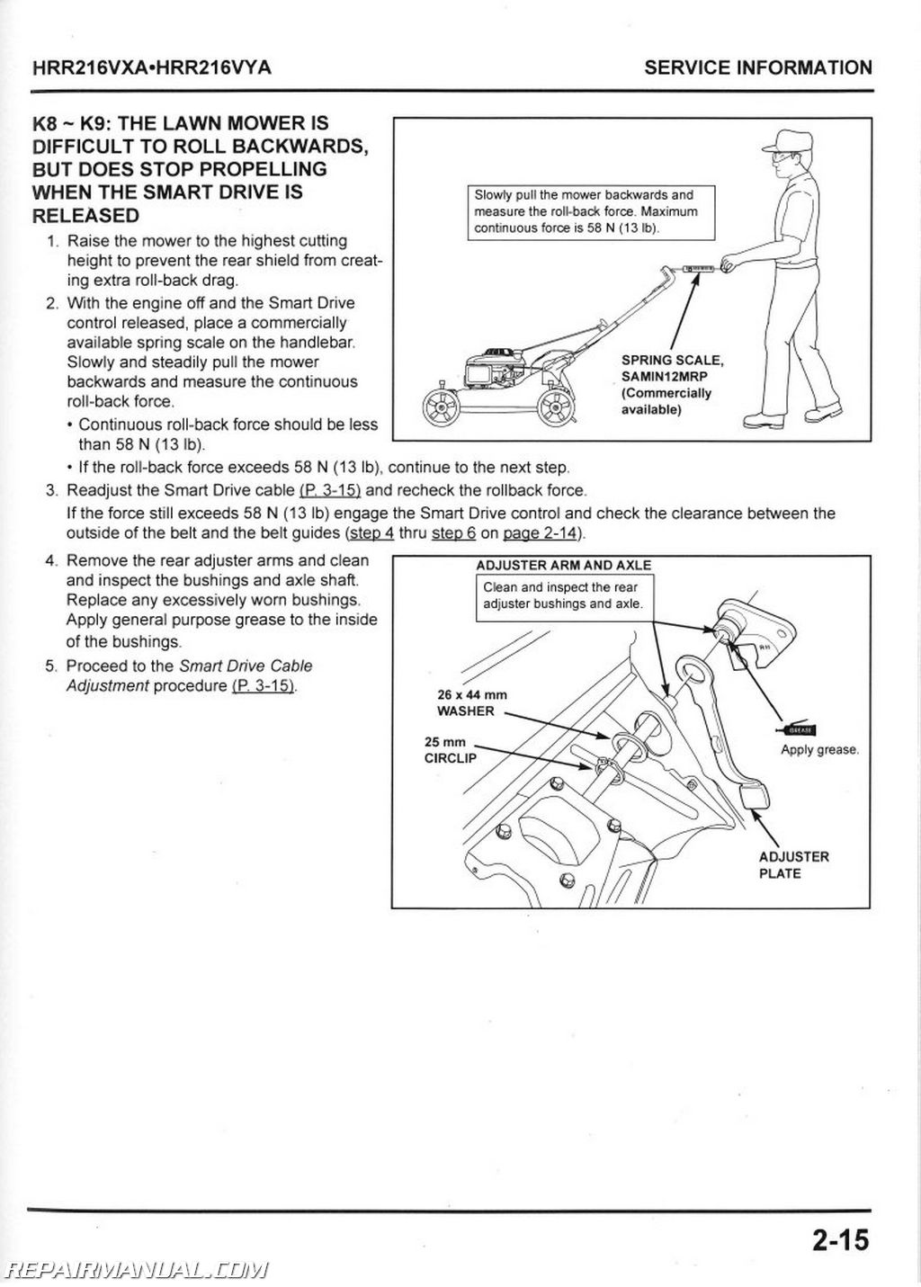 Honda HRR216VXA HRR216VYA Service Manual