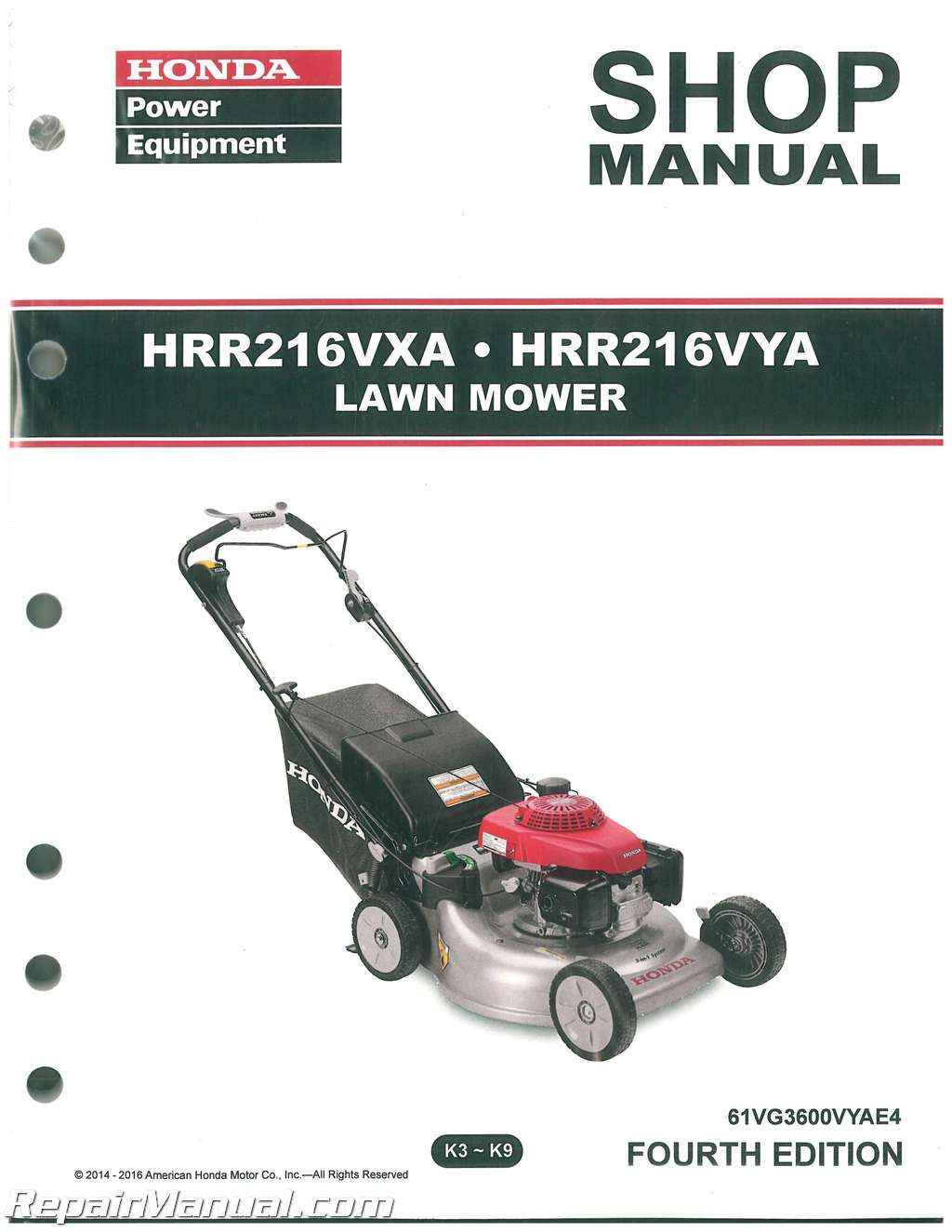 Honda HRR216VXA HRR216VYA Service Manual