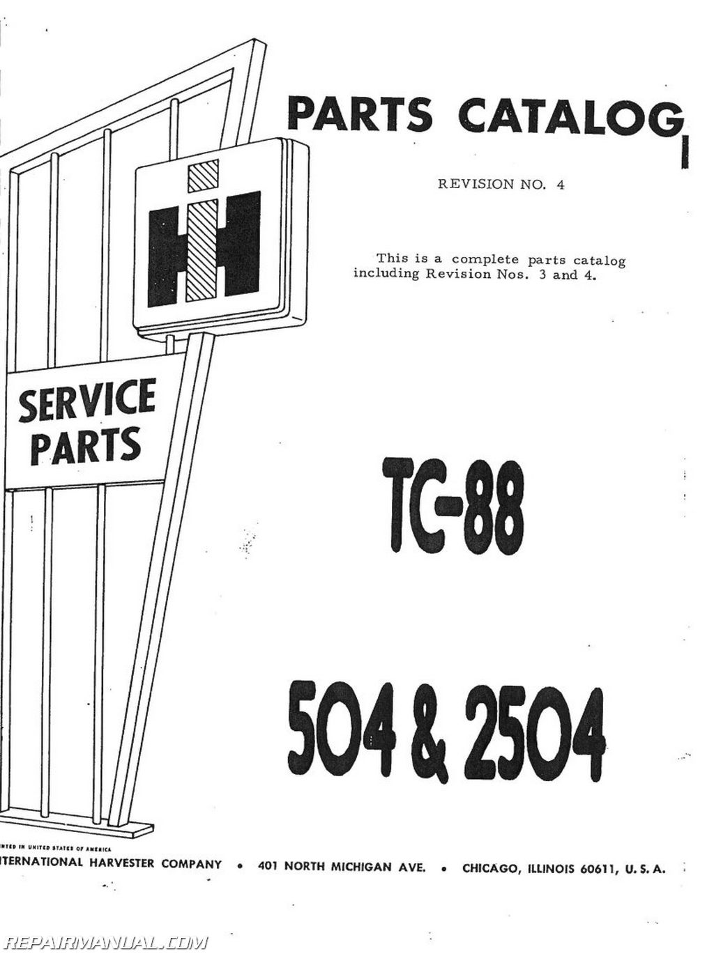 International Harvester 504 2504 Gas LP and Dsl Parts Manual