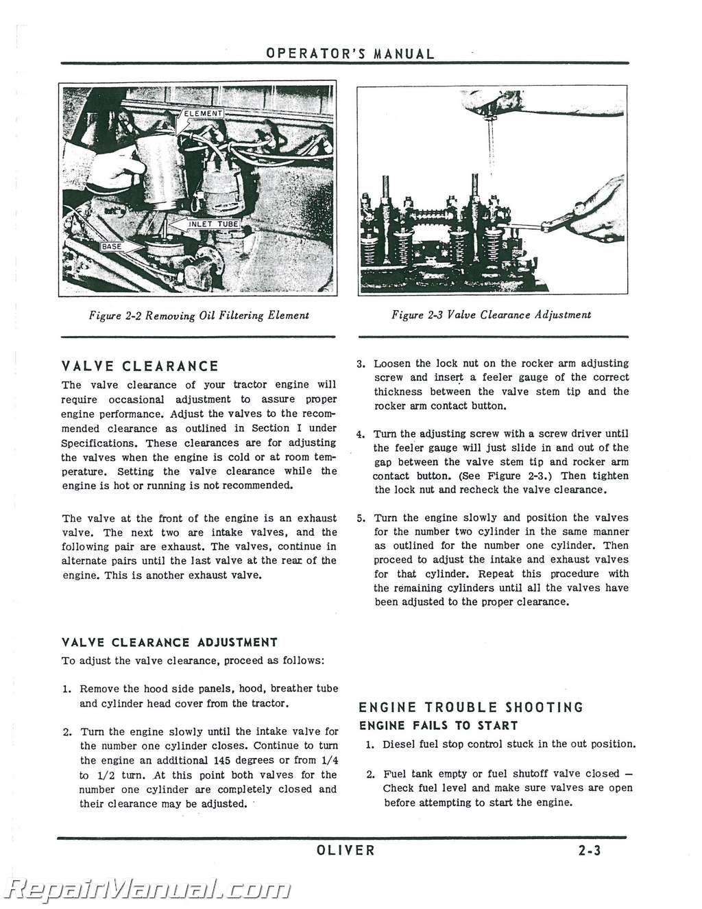 Oliver Model 770 And 880 Operators Manual
