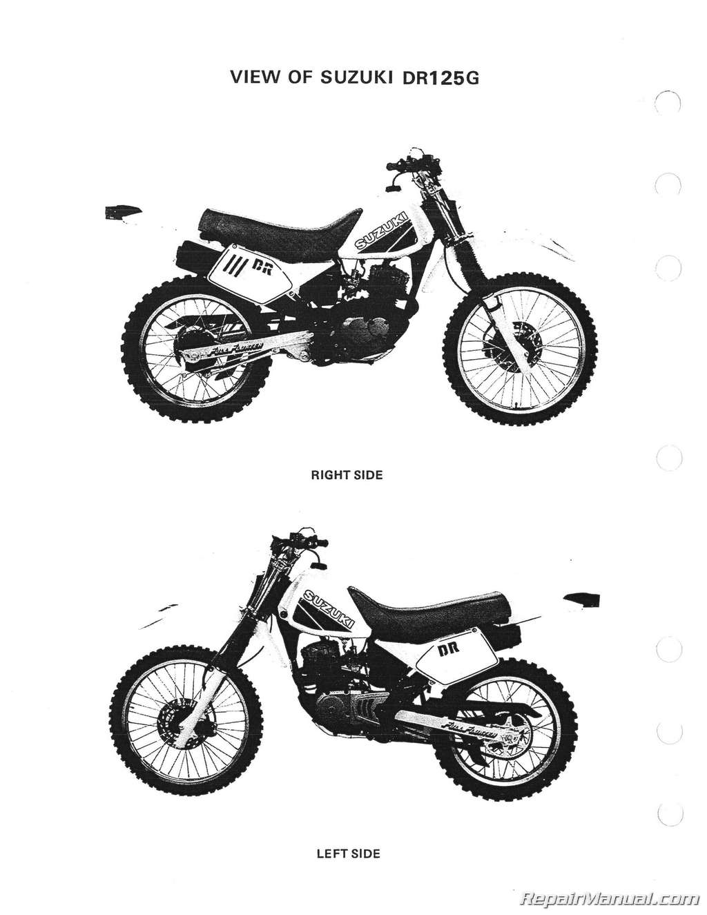 1986 1987 1988 Suzuki DR125 SP125 Motorcycle Service Manual
