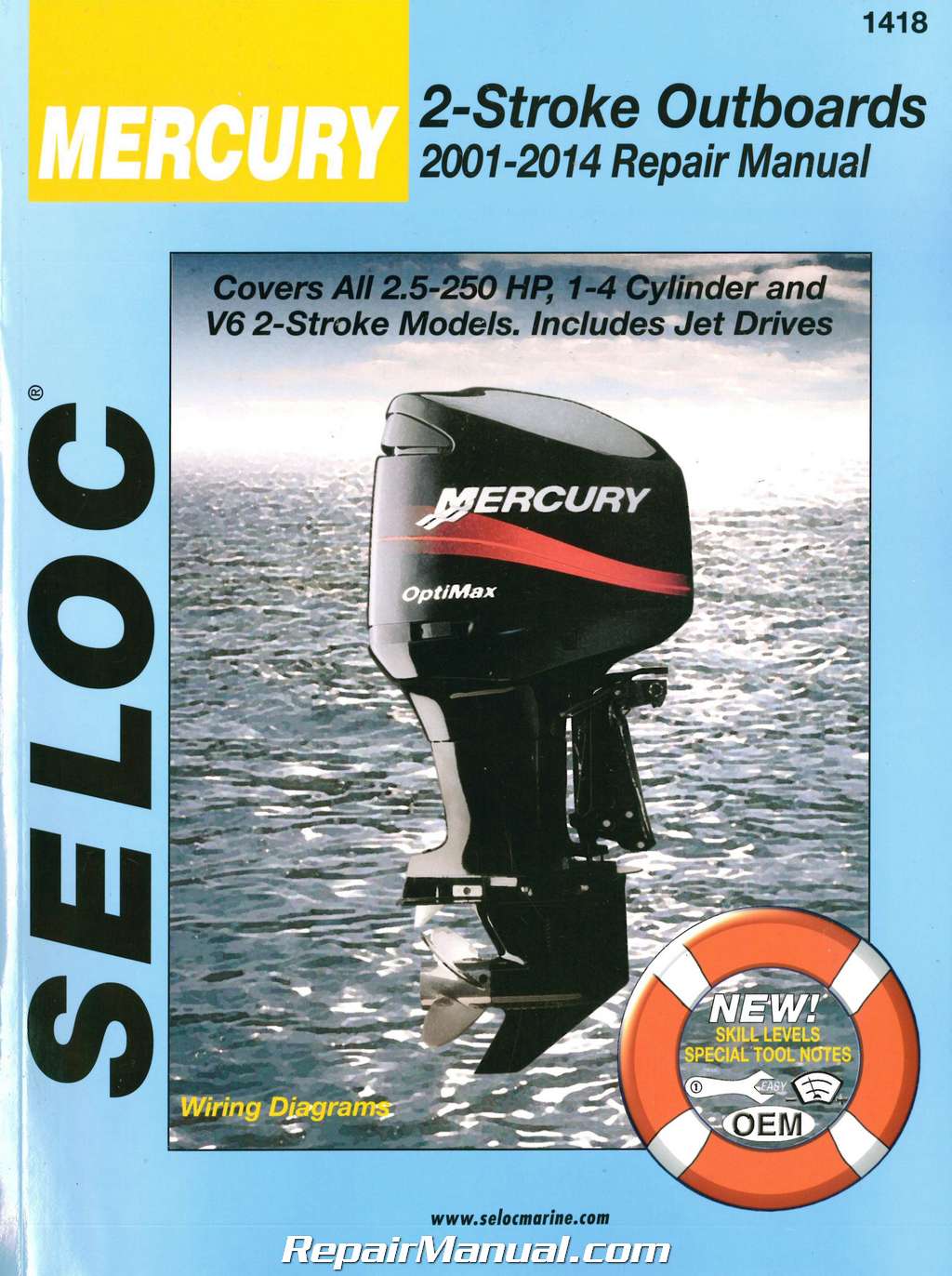 Seloc 20012014 Mercury Mariner Outboards 2 Stroke 2.5250 hp Boat Engine Repair Manual