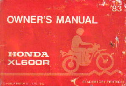 Used 1983 Honda XL600R Owner Manual