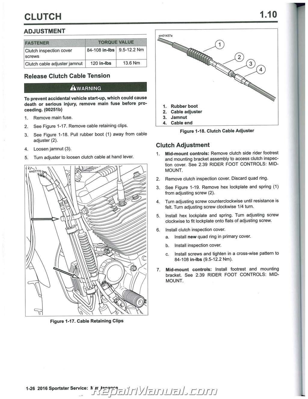 2016 Harley Davidson Sportster Motorcycle Service Manual