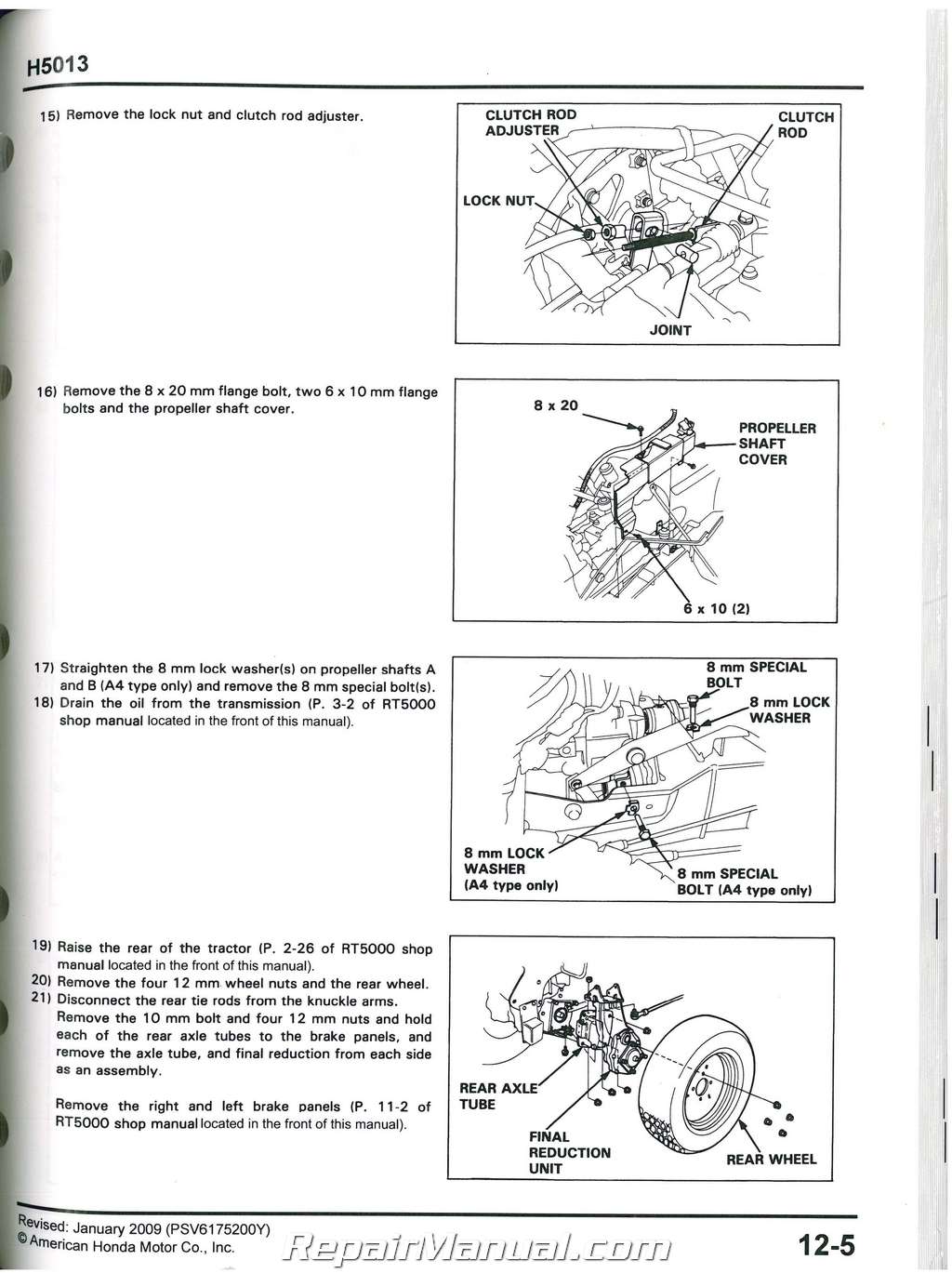 Honda H5013 Rt5000 Lawn Tractor Shop Manual   6175200e3