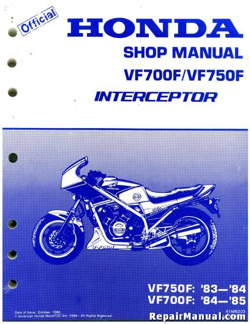 1983 1984 1985 Honda Vf700f Vf750f Interceptor Motorcycle