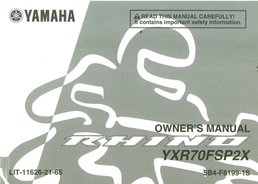 2009 Yamaha Rhino Owners Manual