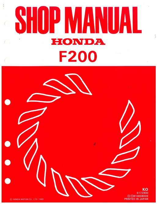 Honda F200 Tiller Shop Manual