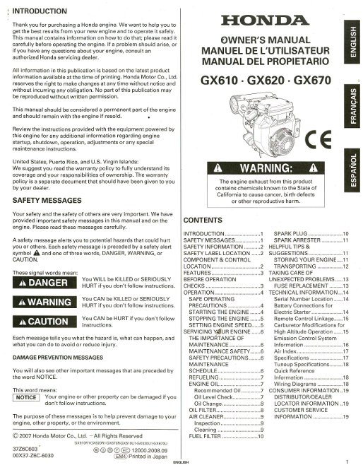 Honda gx620 manual #2