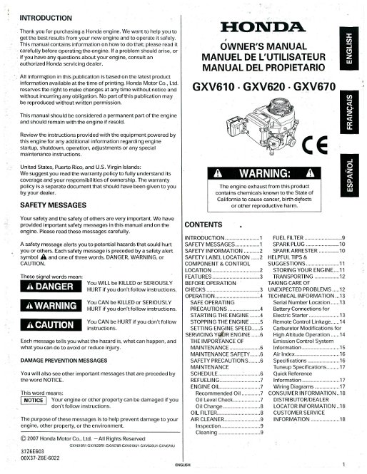 Honda Gxv620 Parts Diagram Honda GX620 Parts Manual ...