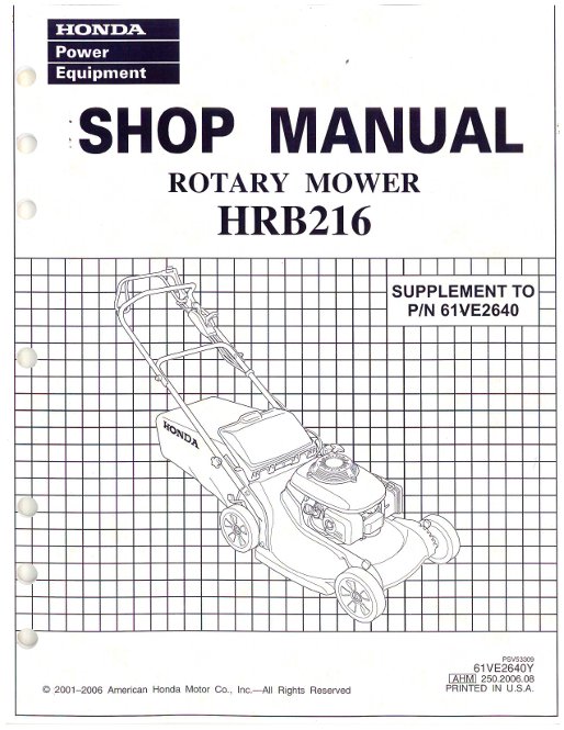 Honda lawn manual mowers workshop