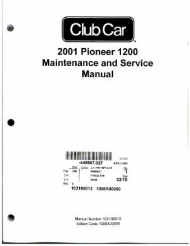 2001 Club Car Pioneer 1200 Maintenance And Service Manual wiring diagram for yamaha g19 golf cart 