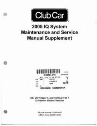 Official 2005 Club Car IQ System Service Manual Supplement