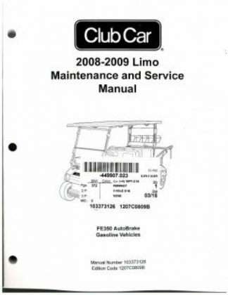 2008-2009 Club Car Limo FE350 Gasoline Autobrake Golf Cart Manual