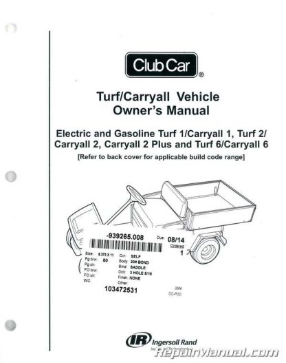 Club Car Turf / Carryall Owners Manual