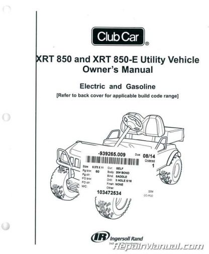 Club Car XRT 850 Owners Manual