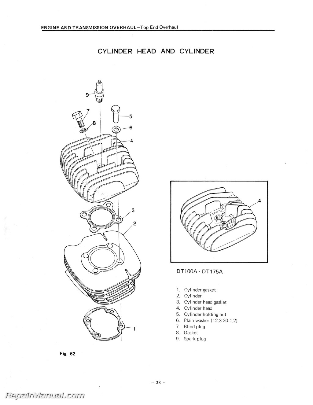 1974 Yamaha Dt100 Dt125 Dt175 Enduro Motorcycle Service Manual