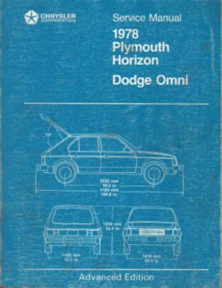 Plymouth Horizon Dodge Omni Service Manual 1978 Used