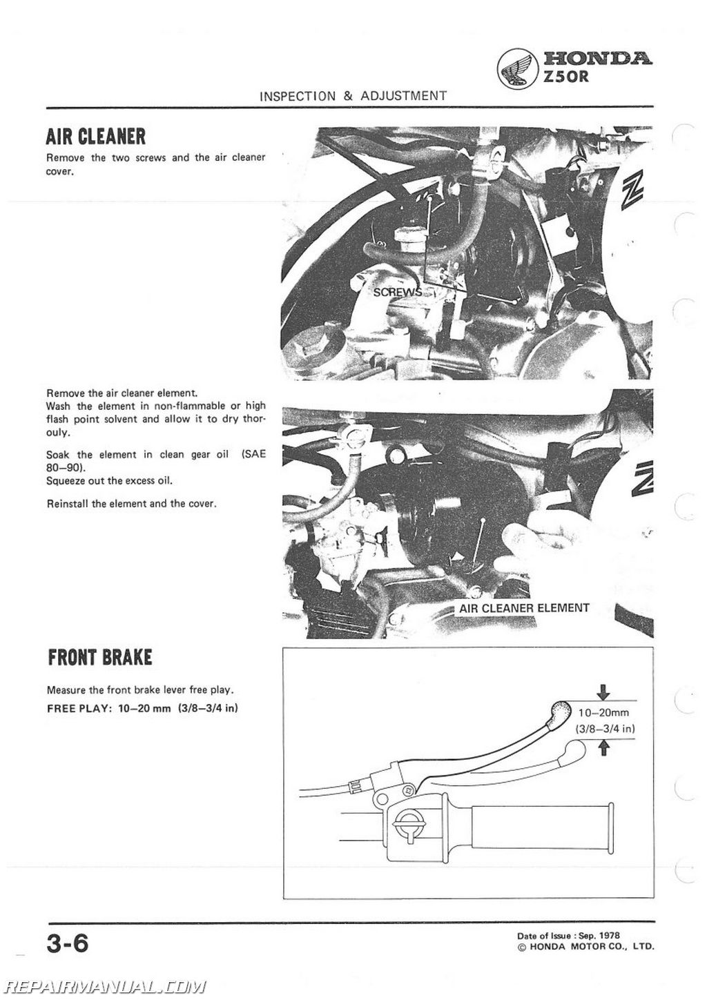 1979-1987 Honda Z50R Motorcycle Service Manual