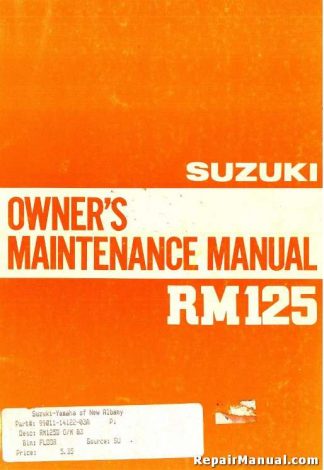 1983 Suzuki RM125D Motorcycle Factory Owners Maintenance Manual