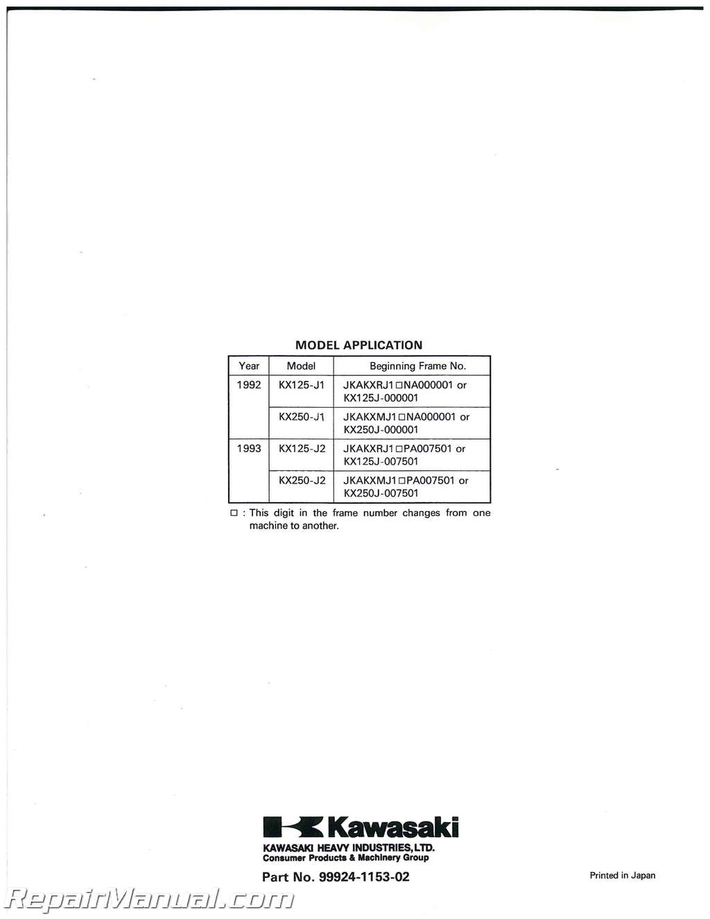 Kx 125 Jetting Chart