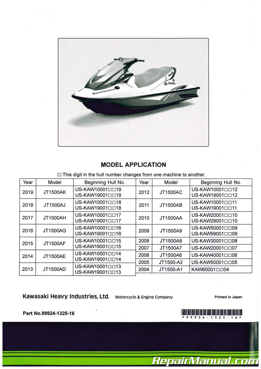 Kawasaki STX-15F 2016 2017 Jetski PWC service manual on CD 