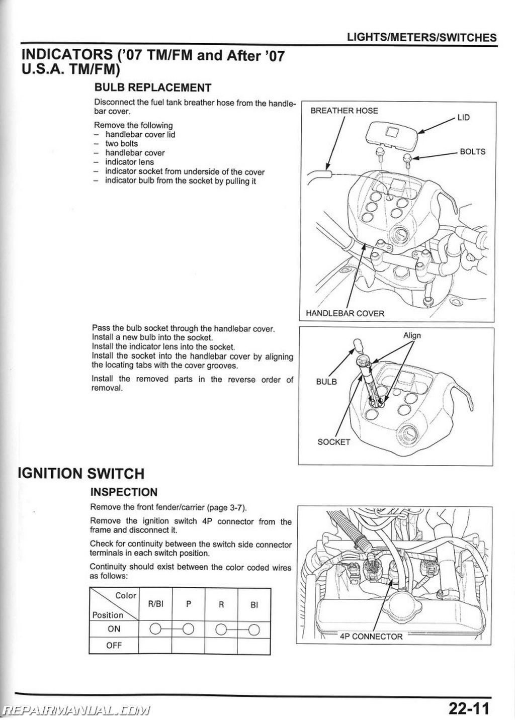 2007-2013 Honda TRX420FE FM TE TM FPE FPM ATV Rancher ... honda 420 rancher 4x4 wiring schematic 