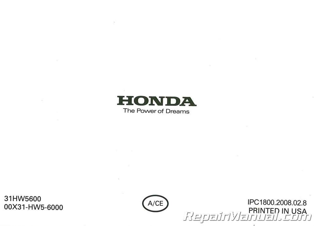 A/CE Owner Manual 08 Honda 2008 ARX1500T3/T3DX 