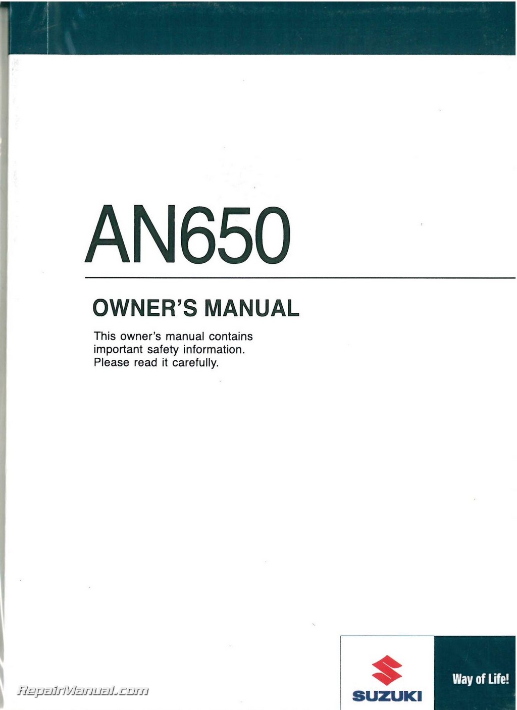 2009 Suzuki AN650K9 Burgman 650 Scooter Owners Manual