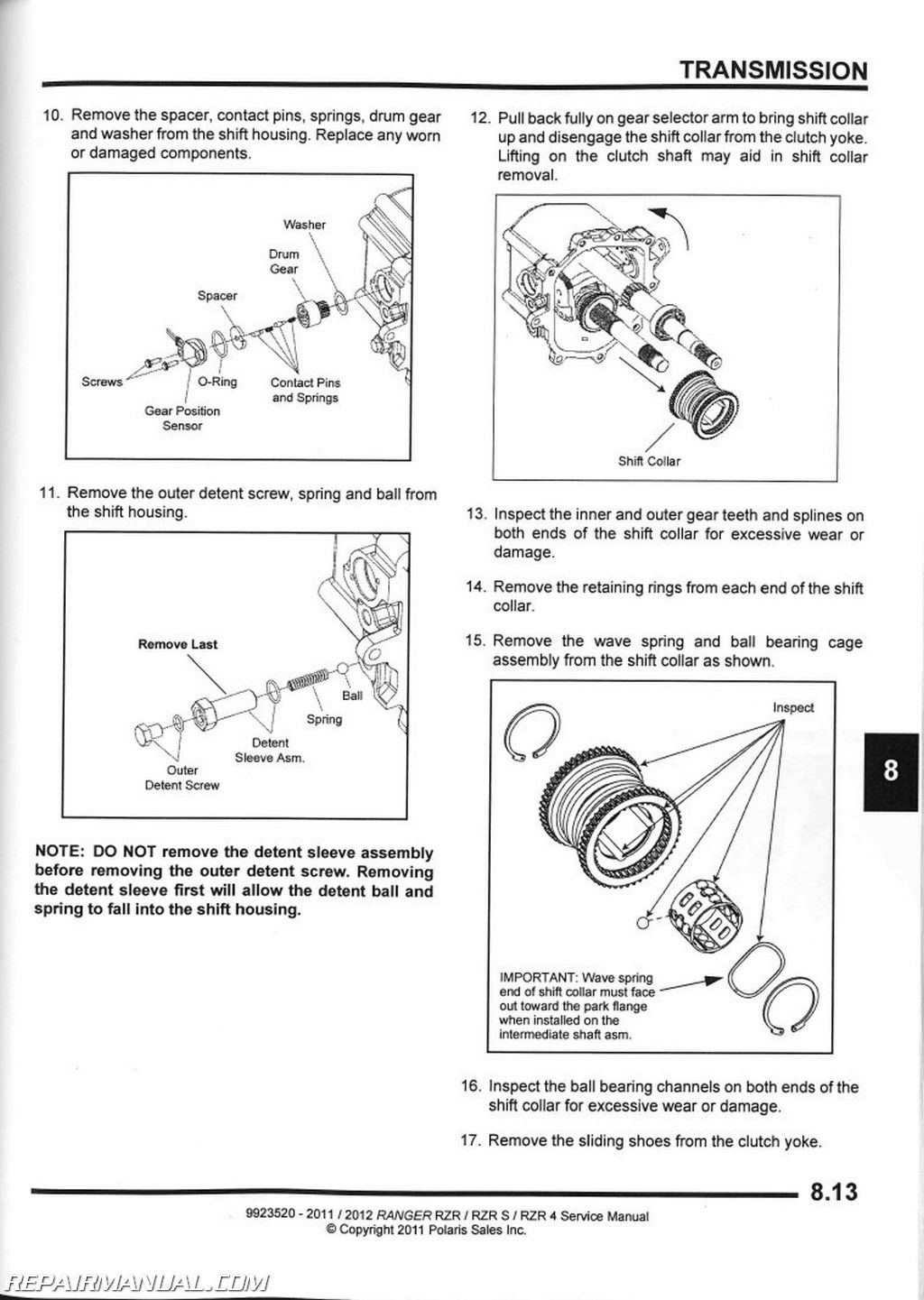 2011 – 2012 Polaris Ranger RZR 800 Side by Side Service ... 2006 arctic cat snowmobile wiring diagrams 