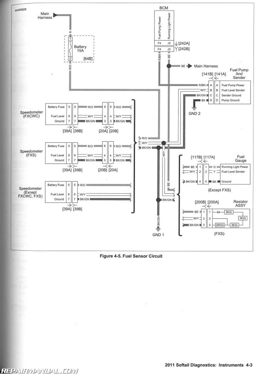 2011 Harley Davidson Softail Motorcycle Electrical ... iron horse motorcycle wiring diagram for 