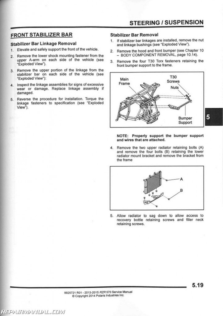 2013-2016 Polaris RZR 570 Side by Side Service Manual