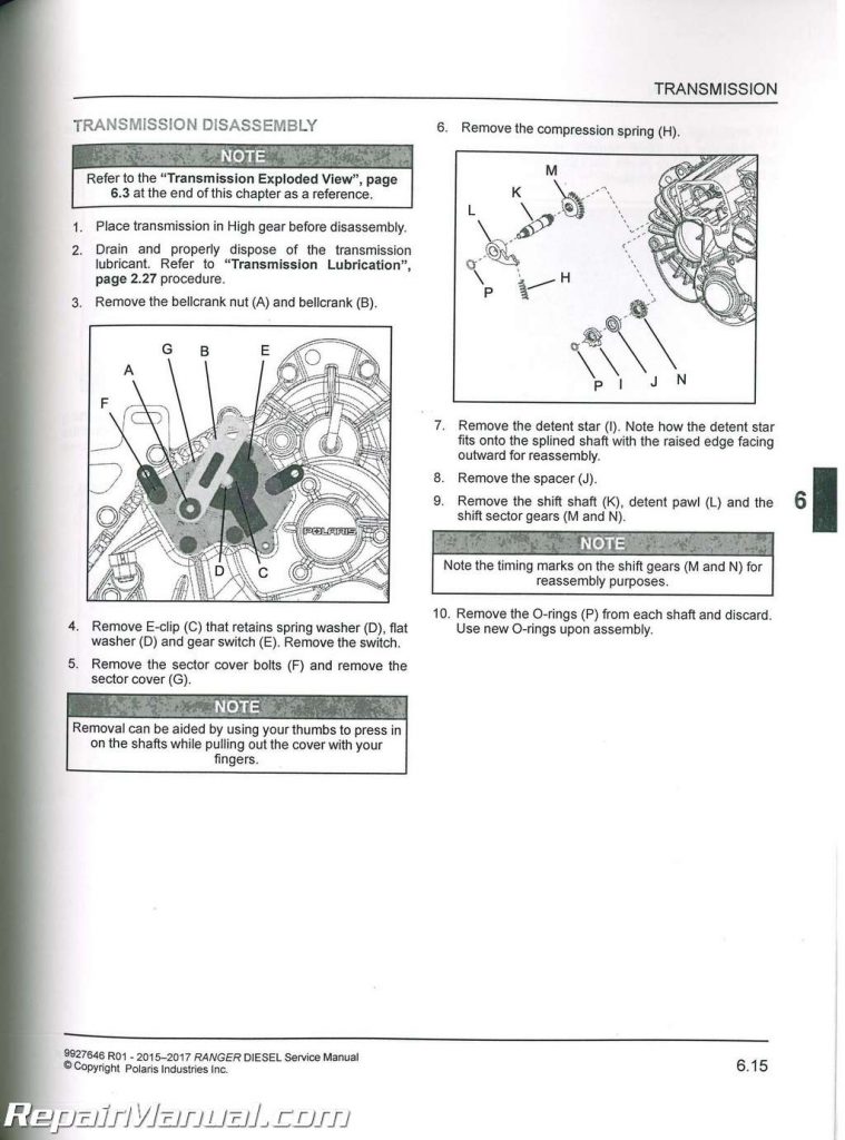 2015-2017 Polaris Ranger Diesel Crew Diesel UTV Service Manual