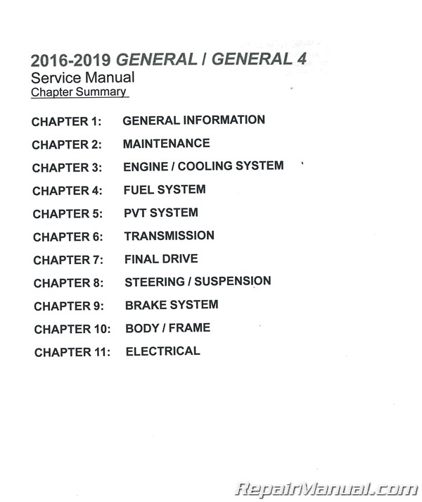 2016 2017 2018 2019 Polaris General General 4 Service Manual