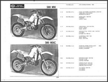 Official 1986 KTM 500MX And 500MXC Engine And Chassis Parts Manual