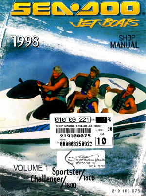Official 1998 Sea-Doo Sportster/1800 Challenger/1800 Factory Shop Manual Vol 1