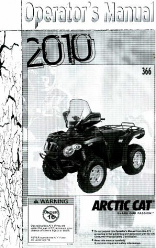 Official 2010 Arctic Cat 366 Factory Owners Manual