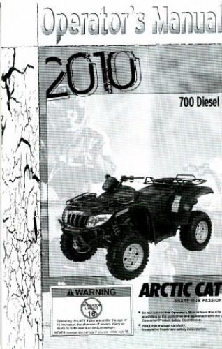 Official 2010 Arctic Cat 700 Diesel Factory Owners Manual