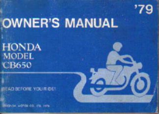 Official Honda 1979 CB650 Owners Manual