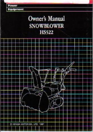 Official Honda HS522 Snowblower Factory Owners Manual