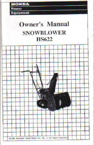 Official Honda HS622 Snowblower Factory Owners Manual
