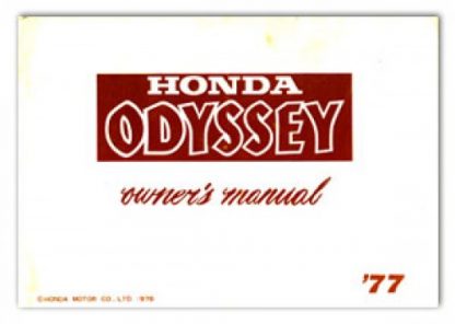 Official 1977 Honda Odyssey Owners Manual