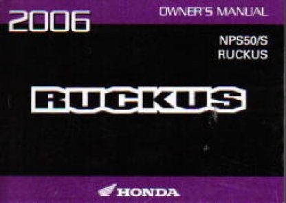 Official 2006 Honda NPS50 S Owners Manual